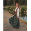 image:imageScarlet Darkness Plaid Skirts for Women Renaissance High Waisted Skirt Fall Winter Maxi SkirtLight Green Plaid