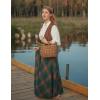 image:imageScarlet Darkness Plaid Skirts for Women Renaissance High Waisted Skirt Fall Winter Maxi SkirtLight Green Plaid