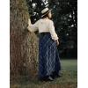 image:imageScarlet Darkness Plaid Skirts for Women Renaissance High Waisted Skirt Fall Winter Maxi SkirtNavy Blue Plaid