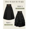 image:imageScarlet Darkness Renaissance Midi Skirts for Women Steampunk High Waisted Skirt with PocketsBlack