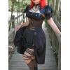 image:imageScarlet Darkness Renaissance Midi Skirts for Women Steampunk High Waisted Skirt with PocketsBlack