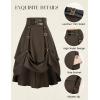image:imageScarlet Darkness Renaissance Midi Skirts for Women Steampunk High Waisted Skirt with PocketsBrown