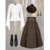 image:imageScarlet Darkness Renaissance Midi Skirts for Women Steampunk High Waisted Skirt with PocketsBrown