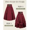 image:imageScarlet Darkness Renaissance Midi Skirts for Women Steampunk High Waisted Skirt with PocketsBurgundy