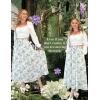 image:imageScarlet Darkness Renaissance Skirt Maxi Long Skirts for Women High Waist A Line SkirtGreen Floral