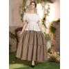 image:imageScarlet Darkness Tiered Maxi Skirts for Women 2026 Summer Beach Flowy Renaissance Long Skirt with PocketsBrown