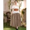 image:imageScarlet Darkness Tiered Maxi Skirts for Women 2026 Summer Beach Flowy Renaissance Long Skirt with PocketsBrown