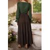 image:imageScarlet Darkness Tiered Maxi Skirts for Women 2026 Summer Beach Flowy Renaissance Long Skirt with PocketsCoffee