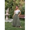 image:imageScarlet Darkness Tiered Maxi Skirts for Women 2026 Summer Beach Flowy Renaissance Long Skirt with PocketsDeep Lichen Green
