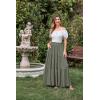 image:imageScarlet Darkness Tiered Maxi Skirts for Women 2026 Summer Beach Flowy Renaissance Long Skirt with PocketsDeep Lichen Green