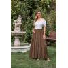 image:imageScarlet Darkness Tiered Maxi Skirts for Women 2026 Summer Beach Flowy Renaissance Long Skirt with PocketsWalnut