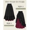 image:imageScarlet Darkness Victorian Maxi Skirt for Women Renaissance Long DoubleLayer Ruffle SkirtBlack and Red