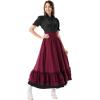 image:imageScarlet Darkness Victorian Maxi Skirt for Women Renaissance Long DoubleLayer Ruffle SkirtWine