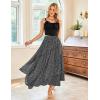 image:imageScarlet Darkness Women Floral Print Boho Skirt Elastic High Waist Long Maxi Skirts with PocketsBlack Floral