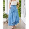 image:imageScarlet Darkness Women Floral Print Boho Skirt Elastic High Waist Long Maxi Skirts with PocketsBlue Floral