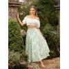 image:imageScarlet Darkness Women Floral Print Boho Skirt Elastic High Waist Long Maxi Skirts with PocketsGreen Floral