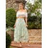 image:imageScarlet Darkness Women Floral Print Boho Skirt Elastic High Waist Long Maxi Skirts with PocketsGreen Floral