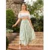 image:imageScarlet Darkness Women Floral Print Boho Skirt Elastic High Waist Long Maxi Skirts with PocketsGreen Floral