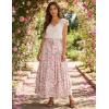 image:imageScarlet Darkness Women Floral Print Boho Skirt Elastic High Waist Long Maxi Skirts with PocketsPink Floral