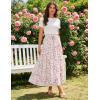 image:imageScarlet Darkness Women Floral Print Boho Skirt Elastic High Waist Long Maxi Skirts with PocketsPink Floral