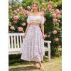 image:imageScarlet Darkness Women Floral Print Boho Skirt Elastic High Waist Long Maxi Skirts with PocketsWhite Purple Floral