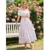 image:imageScarlet Darkness Women Floral Print Boho Skirt Elastic High Waist Long Maxi Skirts with PocketsWhite Purple Floral
