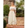 image:imageScarlet Darkness Women Floral Print Boho Skirt Elastic High Waist Long Maxi Skirts with PocketsWhite Yellow Floral