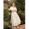 image:imageScarlet Darkness Women Floral Print Boho Skirt Elastic High Waist Long Maxi Skirts with PocketsWhite Yellow Floral