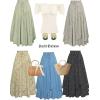 image:imageScarlet Darkness Women Floral Print Boho Skirt Elastic High Waist Long Maxi Skirts with PocketsYellow Floral