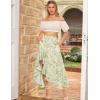 image:imageScarlet Darkness Womens Floral Maxi Skirts High Waist Summer Boho Flowy Ruffle Long Skirt with PocketsGreen Floral