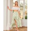image:imageScarlet Darkness Womens Floral Maxi Skirts High Waist Summer Boho Flowy Ruffle Long Skirt with PocketsGreen Floral