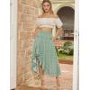 image:imageScarlet Darkness Womens Floral Maxi Skirts High Waist Summer Boho Flowy Ruffle Long Skirt with PocketsGreen Serenity
