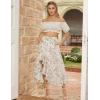 image:imageScarlet Darkness Womens Floral Maxi Skirts High Waist Summer Boho Flowy Ruffle Long Skirt with PocketsMocha Floral