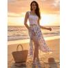 image:imageScarlet Darkness Womens Floral Maxi Skirts High Waist Summer Boho Flowy Ruffle Long Skirt with PocketsRomantic Purple