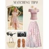 image:imageScarlet Darkness Womens Floral Maxi Skirts High Waist Summer Boho Flowy Ruffle Long Skirt with PocketsRosette Haze