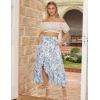 image:imageScarlet Darkness Womens Floral Maxi Skirts High Waist Summer Boho Flowy Ruffle Long Skirt with PocketsSapphire Bird