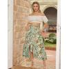 image:imageScarlet Darkness Womens Floral Maxi Skirts High Waist Summer Boho Flowy Ruffle Long Skirt with PocketsVintage Blue