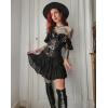image:imageScarlet Darkness Womens Mini Skirt Plus Size Skater Skirts Cute Pleated Short Renaissance Pirate Skirt with PocketsBlack