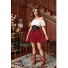 image:imageScarlet Darkness Womens Mini Skirt Plus Size Skater Skirts Cute Pleated Short Renaissance Pirate Skirt with PocketsRed