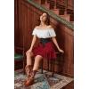 image:imageScarlet Darkness Womens Mini Skirt Plus Size Skater Skirts Cute Pleated Short Renaissance Pirate Skirt with PocketsRed