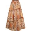 image:imageSCARLET DARKNESS Womens Boho Maxi Skirt High Waisted Chiffon Flowy Long Renaissance SkirtsOrange Patchwork Floral