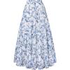 image:imageScarlet Darkness Floral Maxi Long Skirts for Women Summer 2026 Tiered Skirt Flowy Boho Fairy Skirt with PocketsBlue White Floral