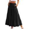 image:imageScarlet Darkness Long Skirts for Women Flowy Boho Tiered Renaissance Maxi Skirt with PocketsBlack