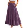 image:imageScarlet Darkness Long Skirts for Women Flowy Boho Tiered Renaissance Maxi Skirt with PocketsDeep Purple