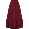 image:imageScarlet Darkness Maxi Skirts for Women Long Renaissance Skirt Flowy Ruffle Tiered SkirtDeep Red