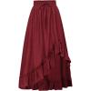 image:imageScarlet Darkness Renaissance Midi Skirt Asymmetrical Ruffle Summer Flowy SkirtsWine Red