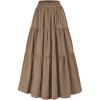 image:imageScarlet Darkness Tiered Maxi Skirts for Women 2026 Summer Beach Flowy Renaissance Long Skirt with PocketsBrown
