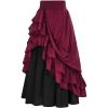 image:imageScarlet Darkness Victorian Maxi Skirt for Women Renaissance Long DoubleLayer Ruffle SkirtWine