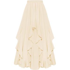 image:imageSCARLET DARKNESS Long Skirts for Women 2026 Ruffled Chiffon Flowy Renaissance Maxi SkirtApricot