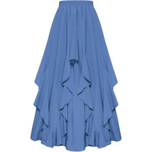 image:imageSCARLET DARKNESS Long Skirts for Women 2026 Ruffled Chiffon Flowy Renaissance Maxi SkirtDenim Blue